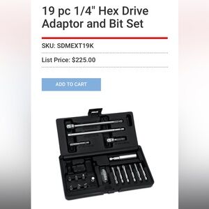 Snap On Tools adapters and extension set